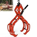 COZIVIE 30 Inch Heavy Duty Log Tongs, Upgraded Log Grapple with 4 Serrated Claws, 5512 lb Capacity, Timber Claw Hook for Lifting or Dragging Logs with Tractor, Excavator, ATV, Truck, Forklift (Red)