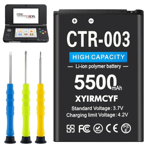 XYIRMCYF 5500mAh CTR-003 CTR003 Battery, (2024 New Upgrade) High Capacity Battery Compatible with CTR-003 Nintendo 3DS 2DS-with Tool kit
