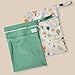 Babies Beginning 2-Pack Wet Bags – Waterproof Travel Bags for Cloth Diapers, Baby Essentials & Swimwear – Reusable Wet Dry Bag with Double Zipper & Handle for Diaper Bag & Beach Trips (Olive Skies)