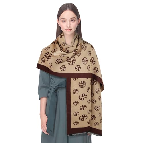 EXTREE Women's Scarf Pashmina Shawls and Wraps for Evening Dress Bridesmaid Wedding Bridal Winter Warm Long Large Scarves Brown Coffee One
