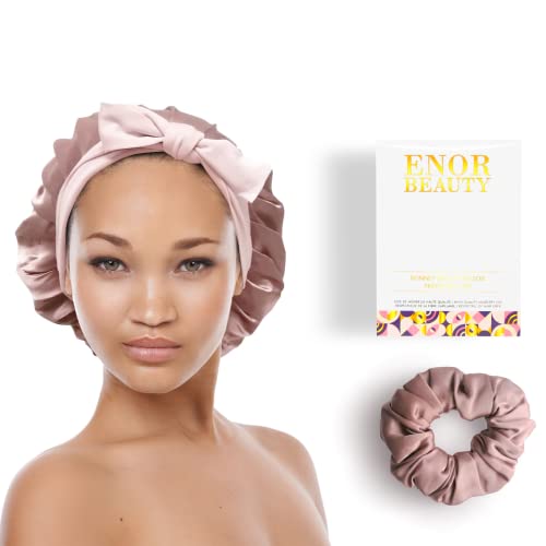 ENOR BEAUTY Women's Night Silk Cap, Protects Hair Fibre, Natural Care for Dry and Brittle Hair, Charlotte Sleep Scarf