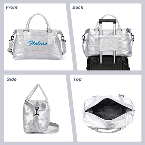 Travel Duffel Bag, Sports Tote Gym Bag, Shoulder Weekender Overnight Bag For Women Waterproof,Silver #TOP5