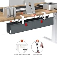 Univivi Kabelkanal Schreibtisch Ohne Bohren, 70 cm Kabelmanagement Grau – Ansicht 4