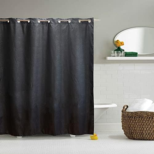 YISURE Black Hookless Shower Curtain, Glitter Shower Curtain for Bathroom 180x200cm/71 x79