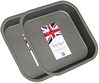 Samuel Groves 8" (20cm) Non Stick Twin Pack Square Sandwich Birthday Brownie Cake Tin Pan Made in England