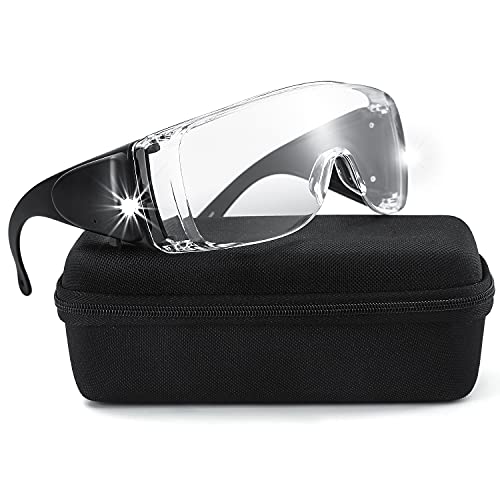 OKH Anti Fog Safety Goggles with LED Lights for Men and Women Over Glasses Lighted Protective Glasses Anti Scratch Clear Safety Glasses