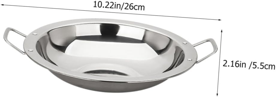 COLLBATH Thickened Stainless Steel Flat Bottom Double Handle Hot Pot Pan