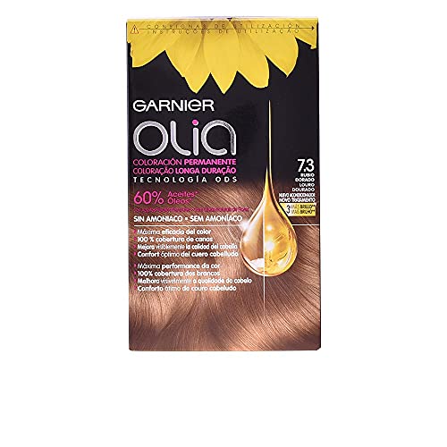 Garnier Olia Coloración Permanente sin Amoniaco, con Aceites Florales de Origen Natural, Tono 7.3 Rubio Dorado, 1 Unidad (Paquete de 1), El embalaje puede variar