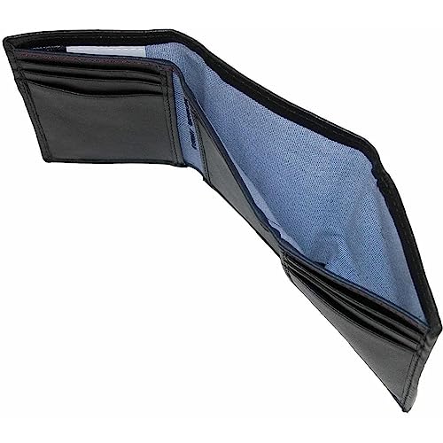 Carteira masculina Tommy Hilfiger de couro Oxford fina com três dobras, Oxford Black, Tamanho Único
