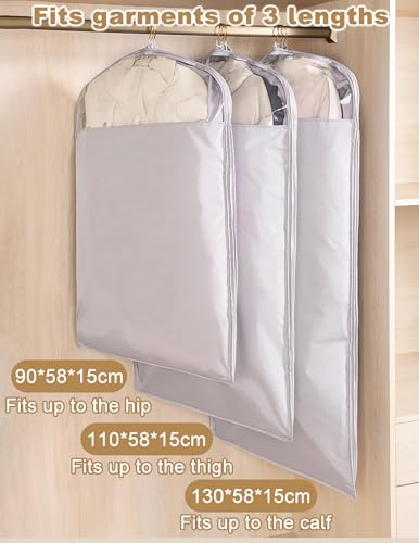 Hanging Garment Bags with Self Compression Zipper, Long-Lasting Dustproof Suit Bag Garment Covers, Space Saving Large Capacity Wardrobe Clothes Storage Bags for Down Jacket(Size:90cm-1Pcs)2