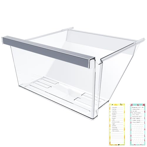 Image of UPGRADED W11162446 Refrigerator Crisper Drawer Compatible with Whirlpool Fridge Drawer W11046495 Whirlpool Crisper Drawer Replacement Parts WRS325SDHZ WRS555SIHZ WRS315SDHM Bottom Refrigerator Drawer