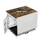 AMAN Dog Crate Topper Wood for 48 42 36 30 24 inch Cages, Dog Crate Table Topper with Tassel Curtain