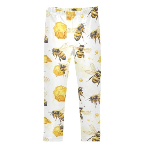Boccsty Beehive Yellow Bees Honey Girls Leggings Kids Yoga Pants Dance Active Tights 4T