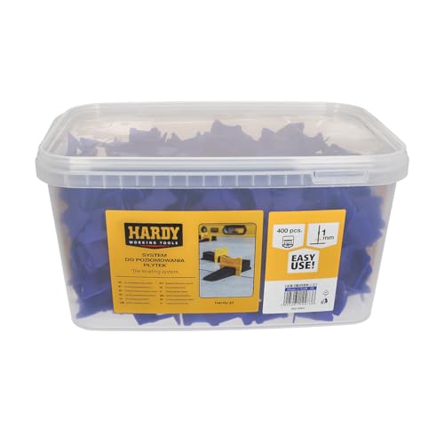 Hardy Working Tools - Set da 400 Clip in Plastica per Sistema di Livellamento, Linguette per Fughe da 1 mm per Piastrelle di Spessore 3–16 mm, Secchio di 400 Spaziatori di Livellamento