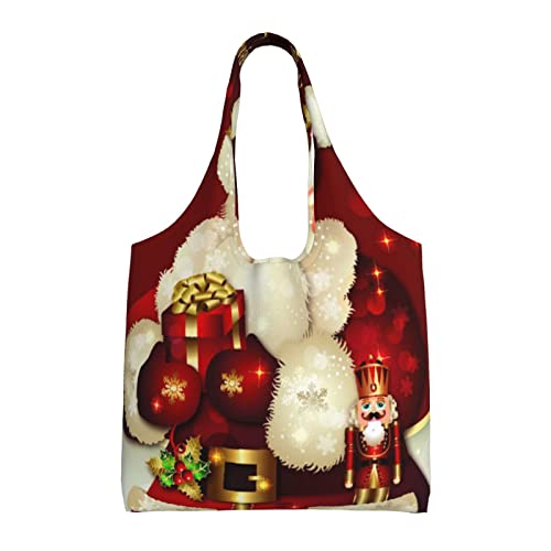 Sac fourre-tout en toile Merry Christmas noir pour courses et voyage écoresponsable