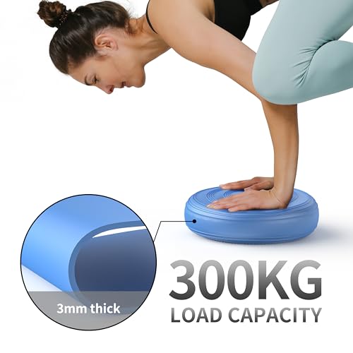 FITMIND Inflated Wobble Cushion,Circular Non-slip Texture for Comfortable Sitting, Extra Thick Dyna Disc with Pump for Core Strength,Wiggle Seat to Improve Posture, Fitness,660lb Load Capacity-Blue by FITMIND - Image 4