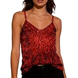 Elegantes Bühnen-Camisole mit funkelnden Pailletten-Trägern, ideal für Cosplay Abendveranstaltungen(Rot,L)