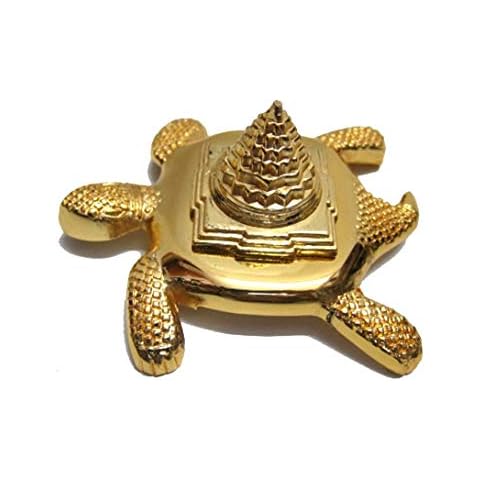 Radhna Indian Traditional Metal Tortoise Meru Shree Yantra (Yellow) Cover