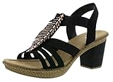 Elastik Rieker 66526 Damen Sandalen, Sandaletten, Sommerschuhe schwarz (schwarz / 00), EU 40