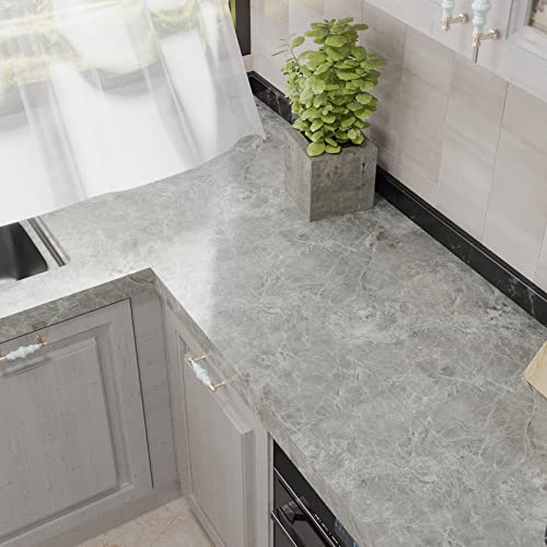 Veelike 4 Pack Peel And Stick Floor Tile Grey Marble Vinyl Floor Tiles 12''X12'' Waterproof Removable Self Adhesive Grey Stick On Floor Tiles Peel And Stick For Kitchen Bathroom Bedroom Home Gym #TOP7