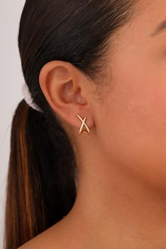 MIDEEO Gold Earrings for Women Trendy,14K Gold Stud Earrings Dainty Earrings Simple Minimalist Diamond Hypoallergenic Earring for Women Gifts3