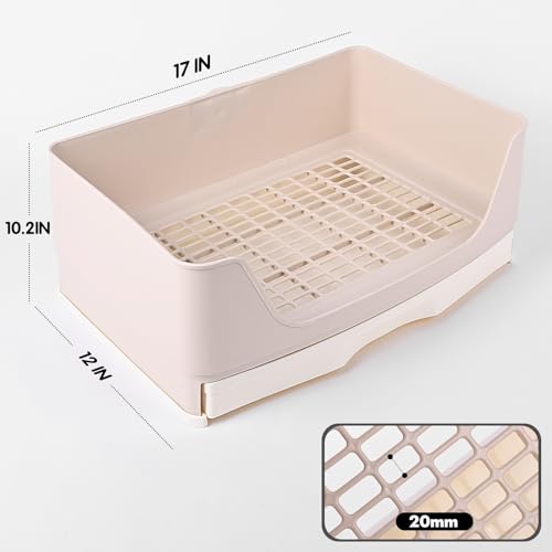 Image of Large Rabbit Litter Box Bunny Potty Training Corner Litter Pan with Drawer Comes with Liners Rabbit Pee Pads, Small Animal Bedding Toilet for Adult Guinea Pig, Ferret, Hamster, Bunnies