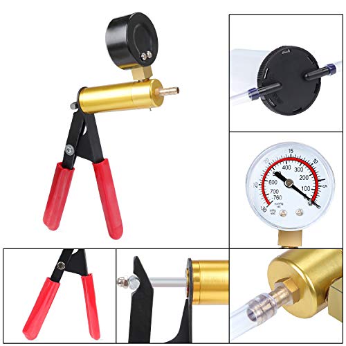 WiMas vakuumpumpe Vakuumtester Bremsentlüftungssatz mit Vakuummeter, Adapter für Kraftfahrzeuge, LKW und Motorräder