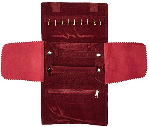 Small Velvet Travel Jewelry Roll Bag Organiser, Luxury Portable Jewellery Roll Case for Necklaces Rings Earrings Best Gifts