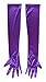 SACAS Long Bridal Satin Gloves in Purple One Size