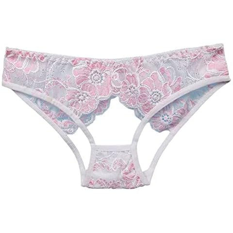 Dirk41 Underwear Women Boy Shorts Lace Hollow Sexy Ribbons Women Panties Cotton Briefs (White, M) Cover
