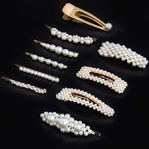 10 Pieces Pearl Hair Clips Artificial Pearl Hair Barrettes Elegant Gold Hairpins for Women and Girls Bridal Hair Decoration (10pcs)