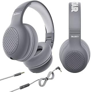 MAJORITY Kids Headphones Over Ear | Comfort Soft Cushion Earpads | Lightweight & Fully Foldable Childrens Headphones Superstar Headphones | 85-94db Volume Limiter for School, Travel & Home | Grey
