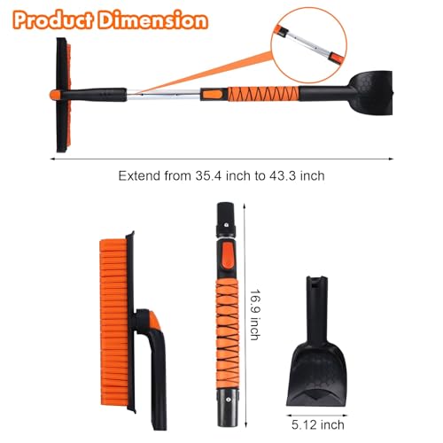 Eazy2hD 3 in 1 Silicone Snow Brush with Ice Scrapers, 39.37" Extendable Window Ice Removal with Squeegee for Windshield, 360° Pivoting Brush Head Cleaner Tool for Car, Truck, SUV by Eazy2hD - Image 6