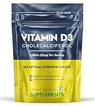 Vitamin D3 1000iu - 1 Year Supply, 365 Easy-Swallow VIT D Tablets, Vegetarian, Optimal Strength Immune Support Supplement