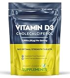 Vitamin D 1000iu - 1 Year Supply, 365 Easy-Swallow Vitamin D Tablets, Vegetarian Vitamin D3 1000iu, Optimal Strength Immune Support Vitamin D Supplement