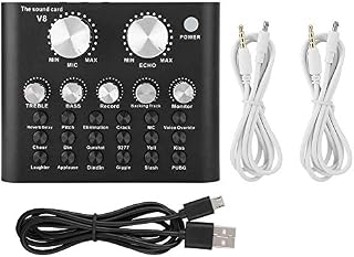 Liineparalle Sound Card，Audio Sound Card Live Sound Card V8 Voice Changer Multiple Funny