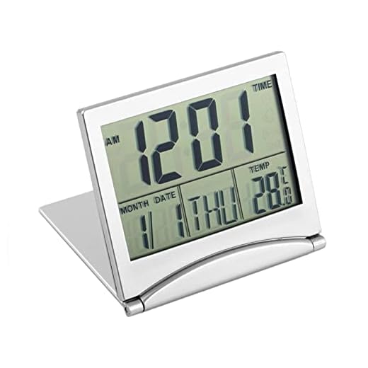Väckarklockor, Klocka Display Datum Bureau Tafel Klok Sliver Sliver LED Display Väckarklocka Digital Termometer Kalender Display Dated Desk Tabell
