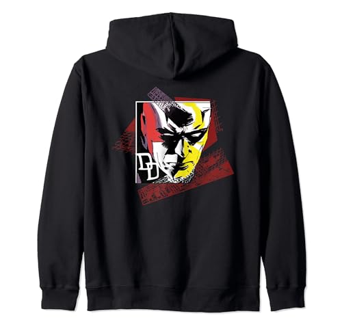 Marvel Daredevil Super Hero Comic Art Face and DD Logo Zip Hoodie