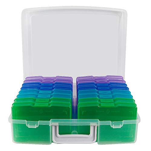 Image of novelinks Photo Storage Box and 16 Inner 4 inch x 6 inch Photo Storage Containers | 1Pack Color, Photo Albums 4x6 Pictures, Photo Organizers and Storage, Card Game Storage, Task Boxes for Special Education