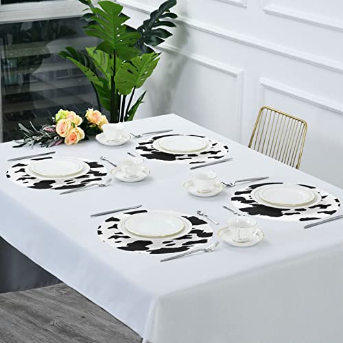 Attx Round Placemats For Dining Table, Circle Placemats, Place Mats For Kitchen Table Set For 6, Animal Cow Print #TOP5