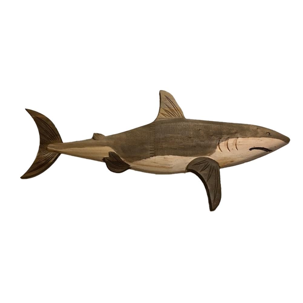 Wooden Sea Fish Decor Statue, Whale Figurine Sculpture Ornament, Rustica Decor, Wall Hanging Decoration,A