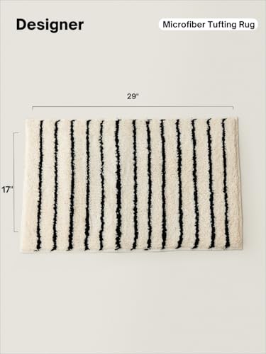 Tapete decorativo negro y crema de microfibra 75x45 cm miniatura 2