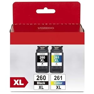 PG-260XL CL-261XL Cartuchos de tinta de repuesto para cartuchos de tinta Canon 260 y 261 funcionan con tinta Canon Pixma TS6420a, TS6420 TS6400, TS5300 TS5320; TR7020 TR7020a; TR7022 TR7022a (1 negro