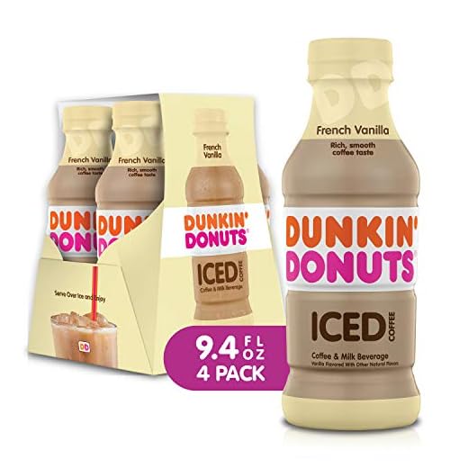 Dunkin Donuts Iced Coffee Beverage, Vanilla, 9.4 Fluid Ounce (Pack of 4)