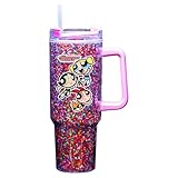 Spoontiques Powerpuff Girls 40oz Acrylic Travel Mug - Double Wall Acrylic with Sliding Lock Travel Lid and Straw - 11