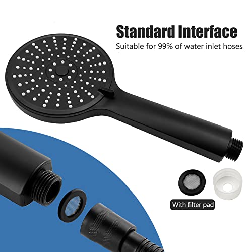 Qyqrqf Handheld Shower Head, High Pressure Showerhead With 5 Spray Mode 4.7 Inch Sturdy Shower Head For Bathroom No Hassle Tool Needed - Easy Installation (Black) #TOP2