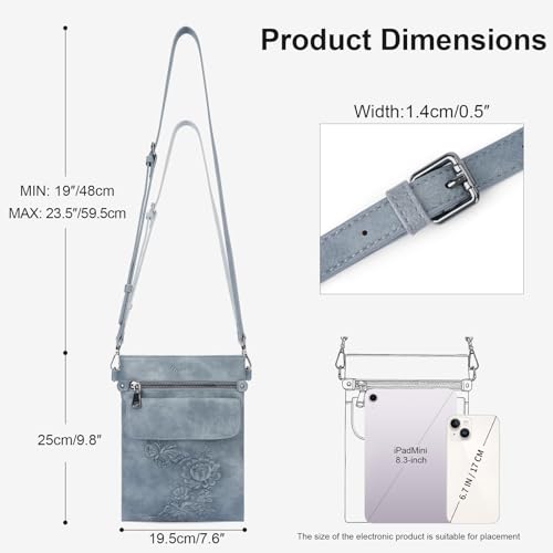 Image of Small Crossbody Purse for Women, Vegan Leather Multi Pocket Bag | Small Crossbody Bags for Women with Embossed Design, Adjustable Strap, Lightweight Travel Shoulder Bag for Daily Use and Gift