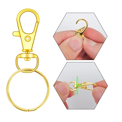 HXSEMAYIG 100PCS Keychain Hooks with Key Rings.. Metal Swivel Lobster Claw Clasps, for Keychain Clip Lanyard, Jewelry Making, Crafts - Thumbnail 5