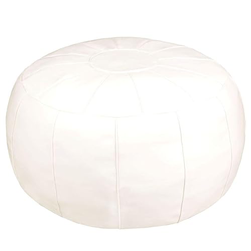 Unstuffed Pouf Foot Stool Round Decorative Leather Ottoman Cushion Storage