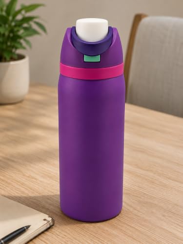 Image of HomeCloud 1200ML Stainless Steel Water Bottle - Double-Wall Vacuum Insulated, Leakproof Straw Lid, BPA-Free Reusable Travel Flask with Two-Way Spout for Gym, Office & Outdoor Use (S Purple)